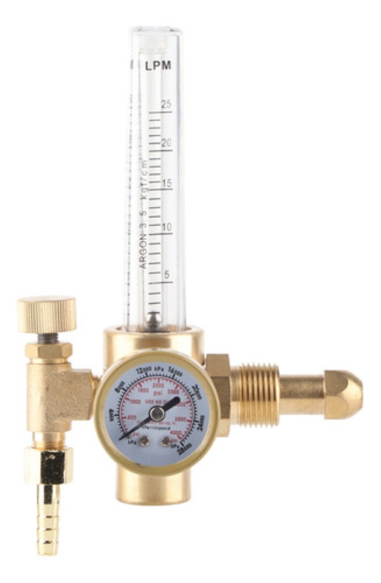 "Regulador Con Flujómetro Para Co2 Y Gas Argón 3500 Psi Color Dorado "