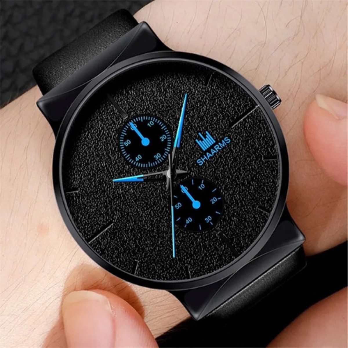 Set Reloj Hombre De Cuarzo De Negocios Pulsera Caja negro