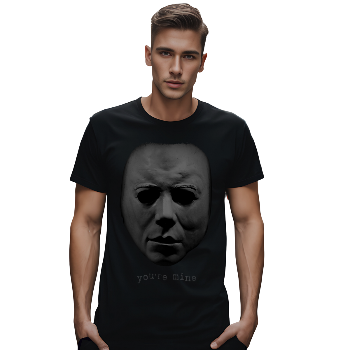 FINA playera Hombre Alta gama Reg y Slim fit Michael Myers Bar antro Halloween etc