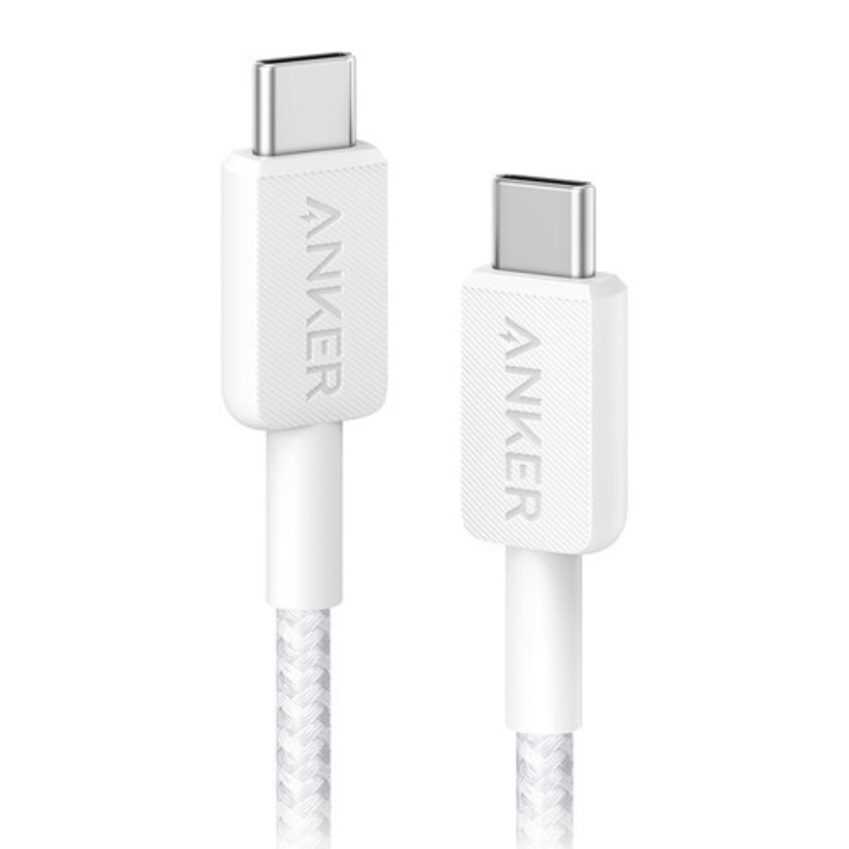 Cable USB C-C Anker 322 trenzado nylon 1mt carga rápida 60W Blanco.