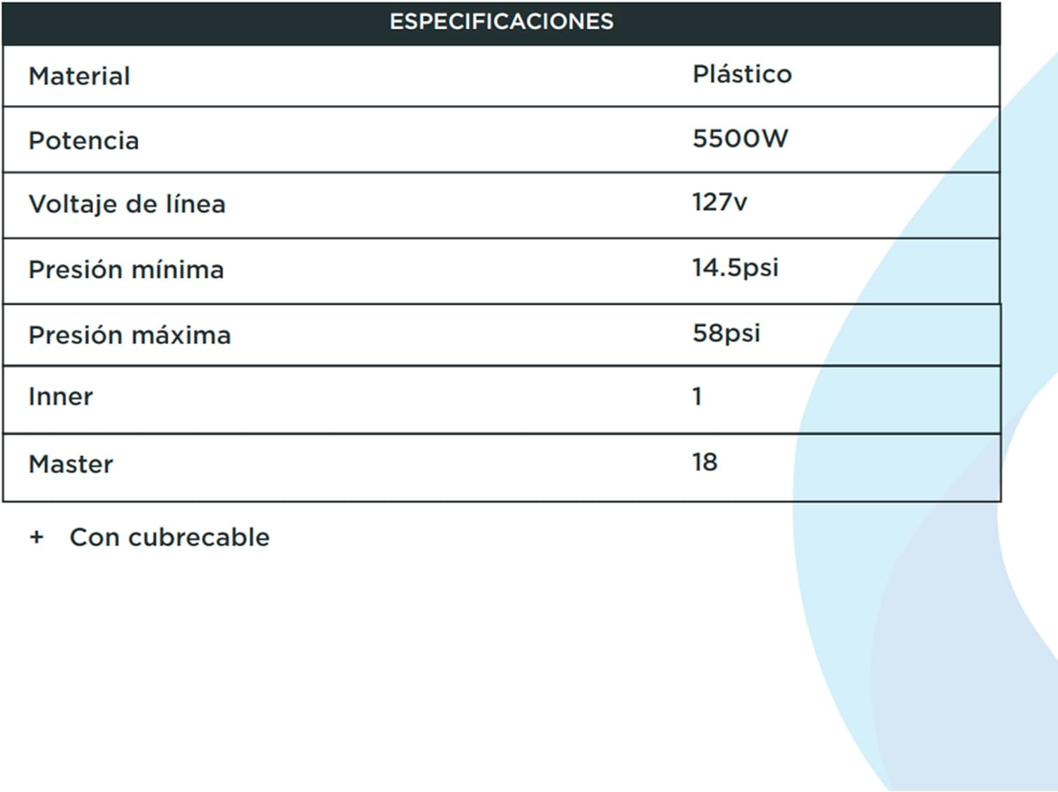 Regadera Eléctrica de Baño de 4 Temperaturas 5500W de Potencia