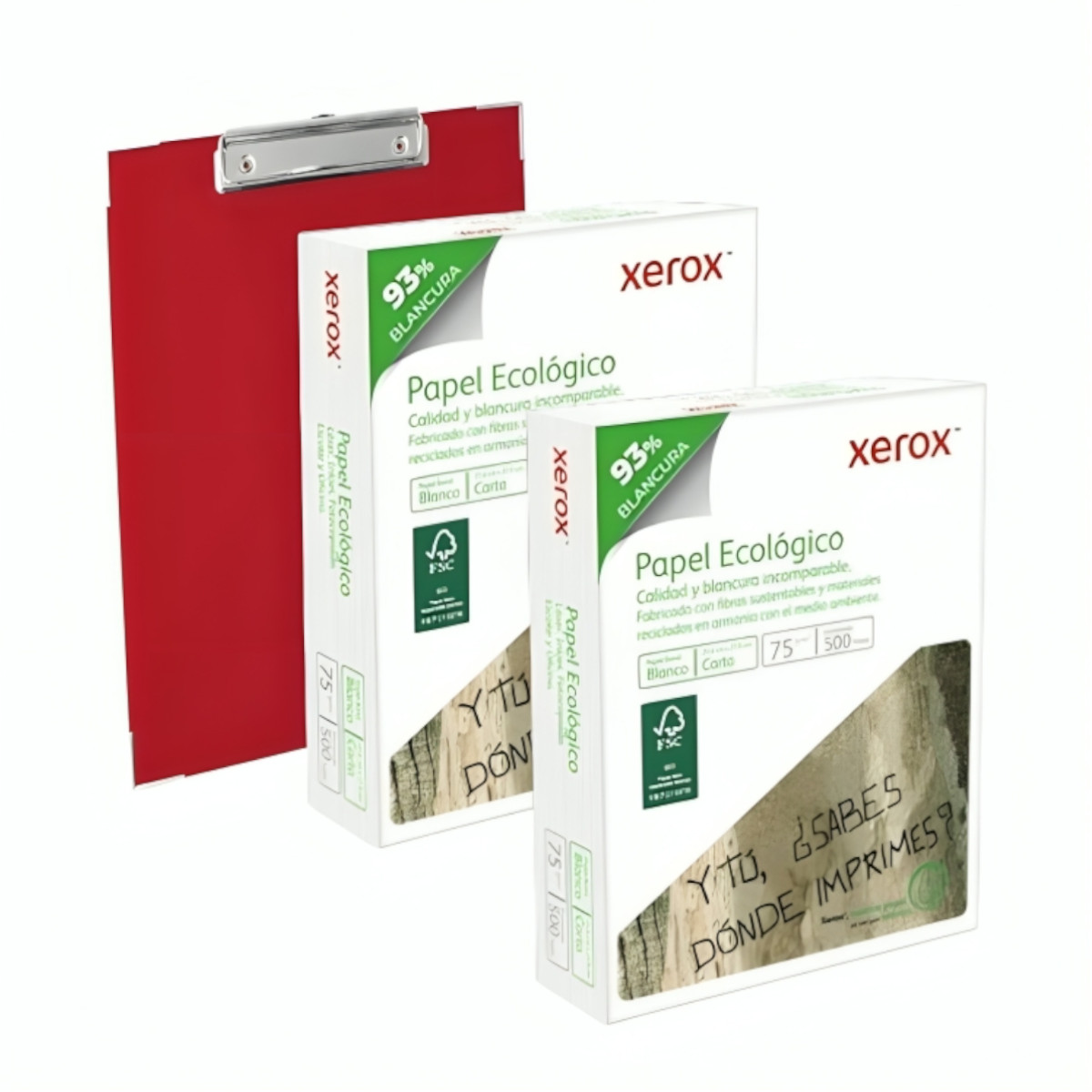Hojas papel Carta 1000 hojas XEROX ECOLÓGICO Blanco con tabla clip.