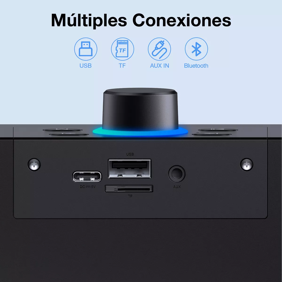 Bocina Bluetooth, Bocinas para PC Bocinas Inalámbrica Bluetooth RGB Altavoz Inalámbrico, Soporte 3.5 mm AUX/TF/USB/Bluetooth para Interior, Hogar y Fiesta