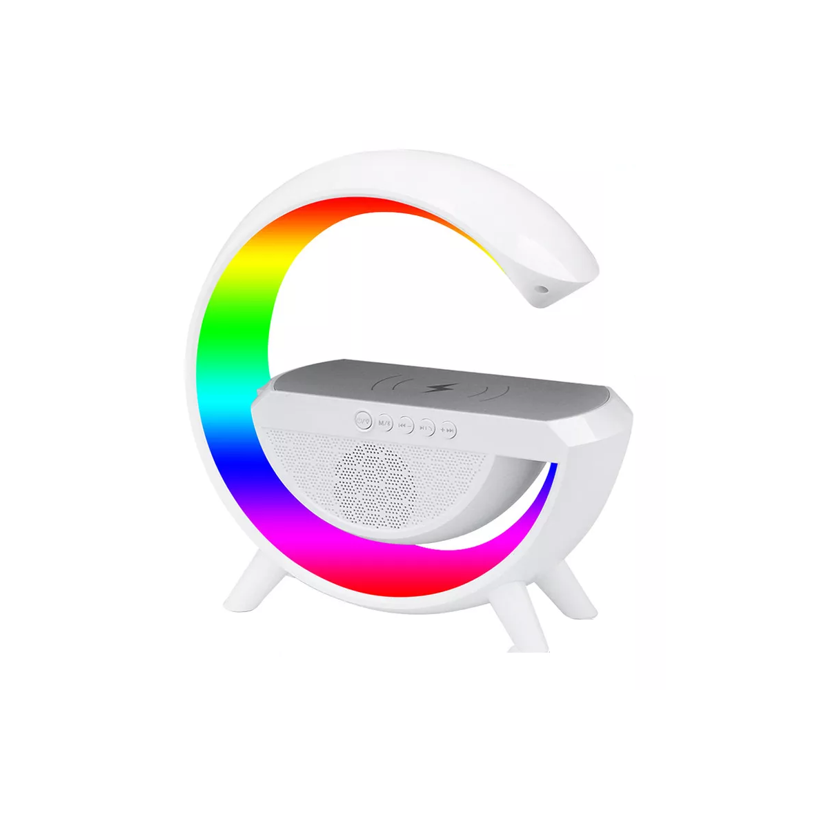 Lámpara Led Inteligente Bocina Cargador Inalámbrico Color Blanco