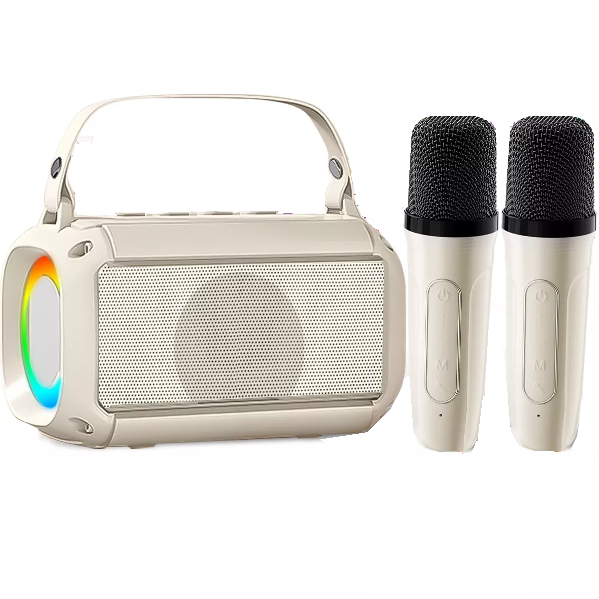Bocina Bluetooth De Karaoke Con Dos Micrófonos Inalámbricos