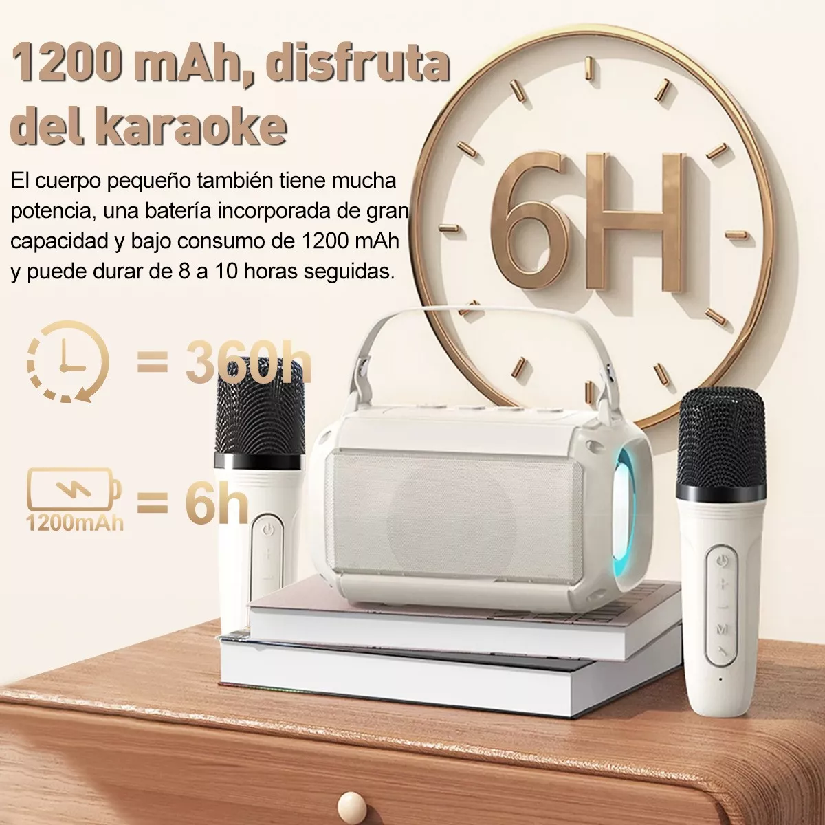 Bocina Bluetooth De Karaoke Con Dos Micrófonos Inalámbricos