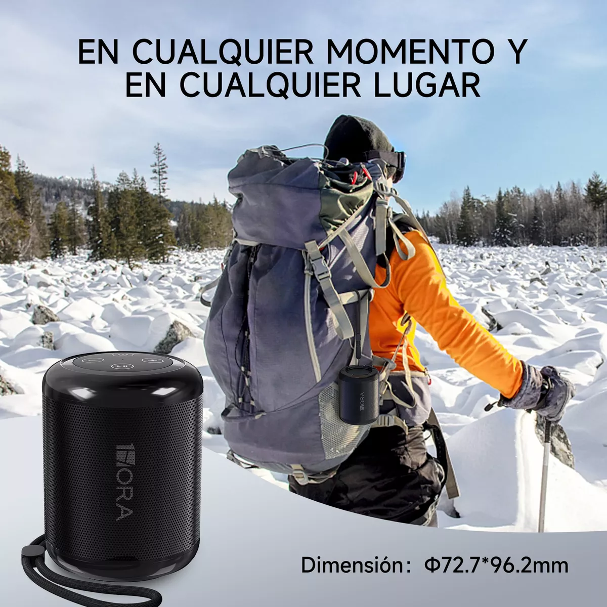 1hora Mini Bocina Portátil Bluetooth Inalámbrica Altavoz Sd negro