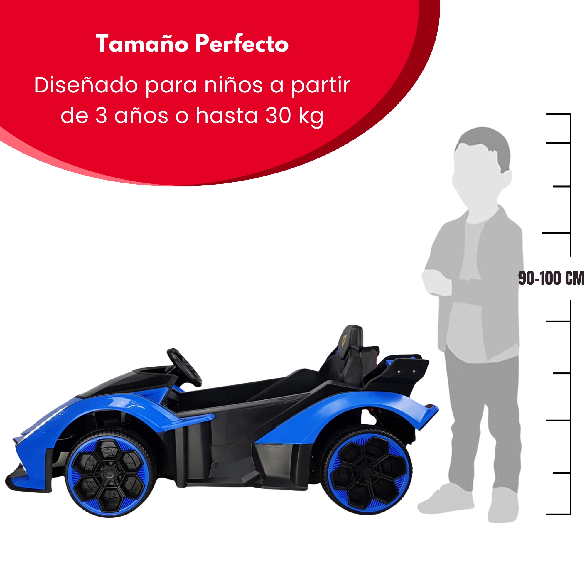 Montable para Niños con Control Remoto,Sonido,luz,Usb, 12V Azul.