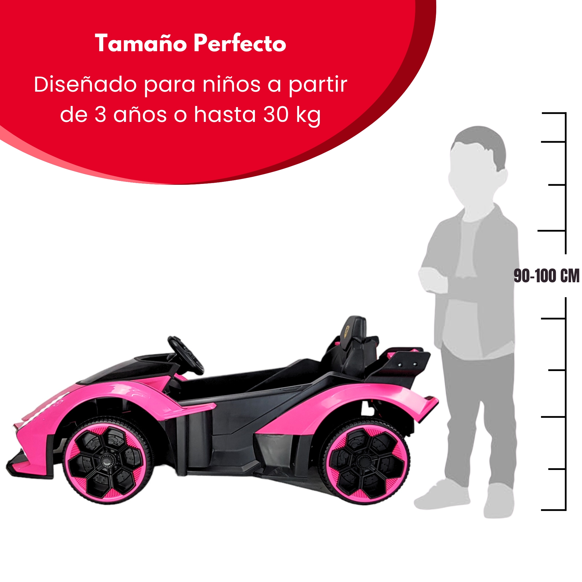 Montable para Niños con Control Remoto,Sonido,luz,Usb, 12V  - Rosa.