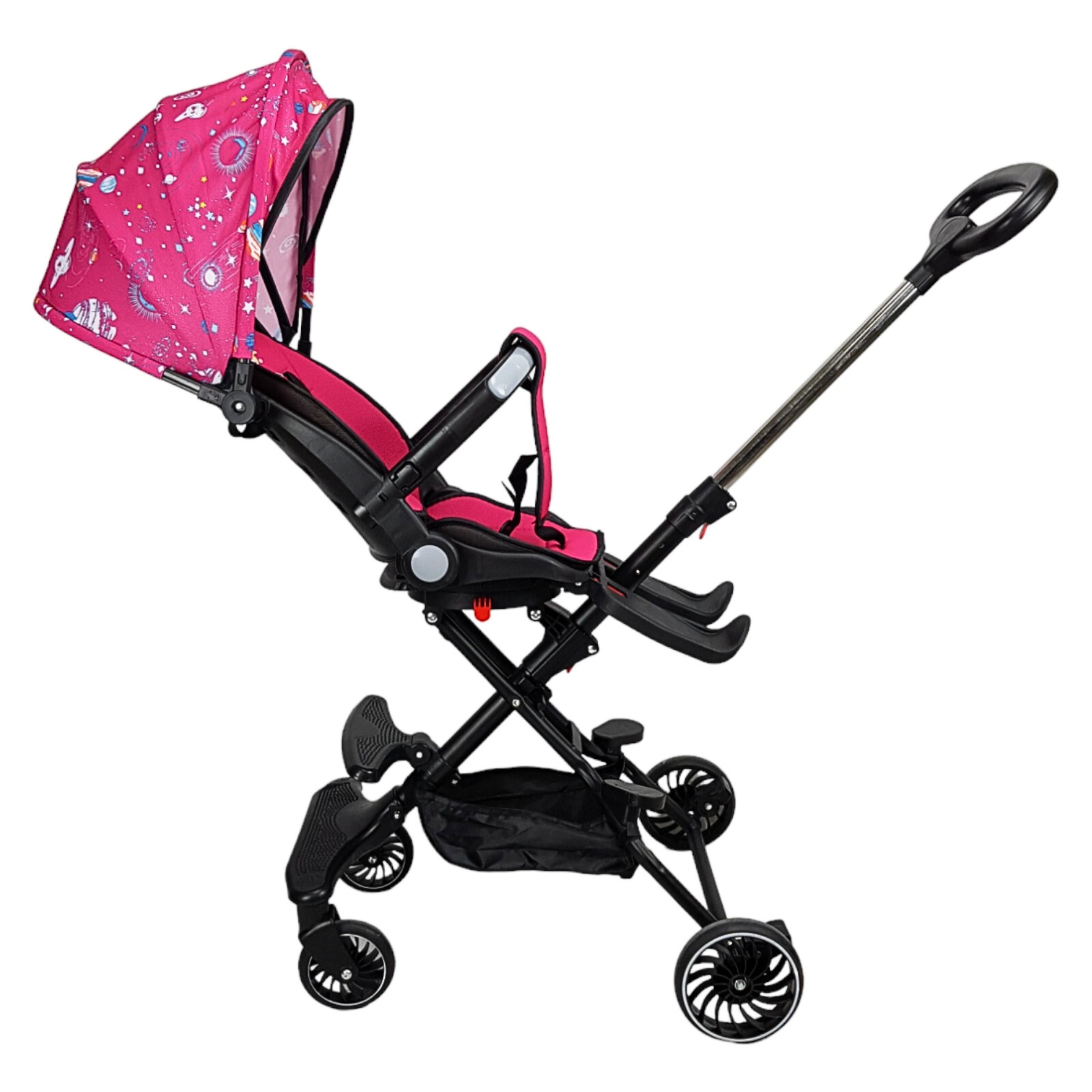 Carriola para Bebé Giratorio,Frenos,Plegable y Reclinable - Rosa.