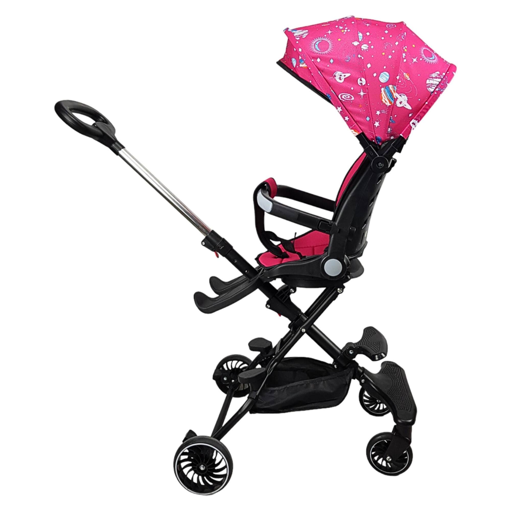Carriola para Bebé Giratorio,Frenos,Plegable y Reclinable - Rosa.