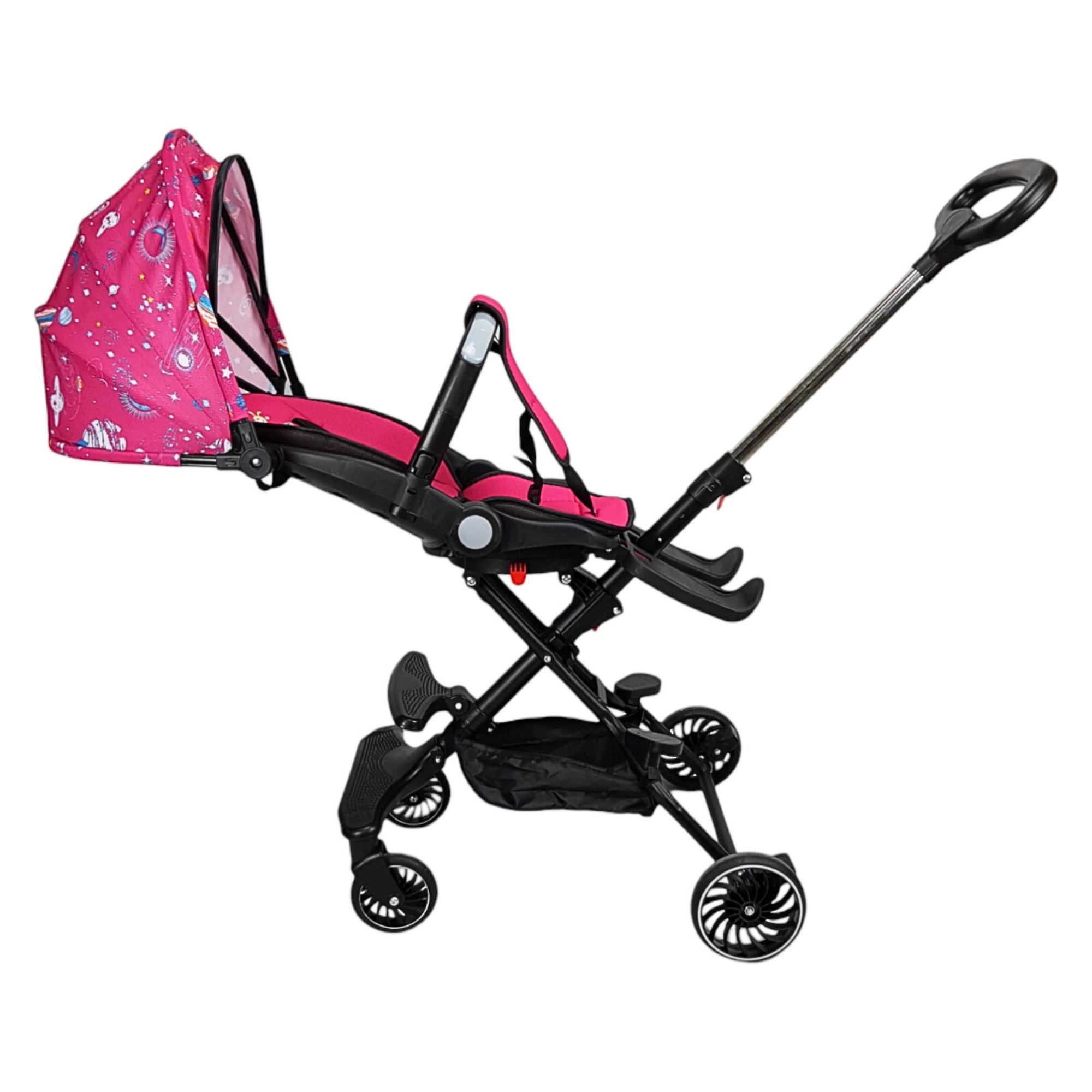 Carriola para Bebé Giratorio,Frenos,Plegable y Reclinable - Rosa.