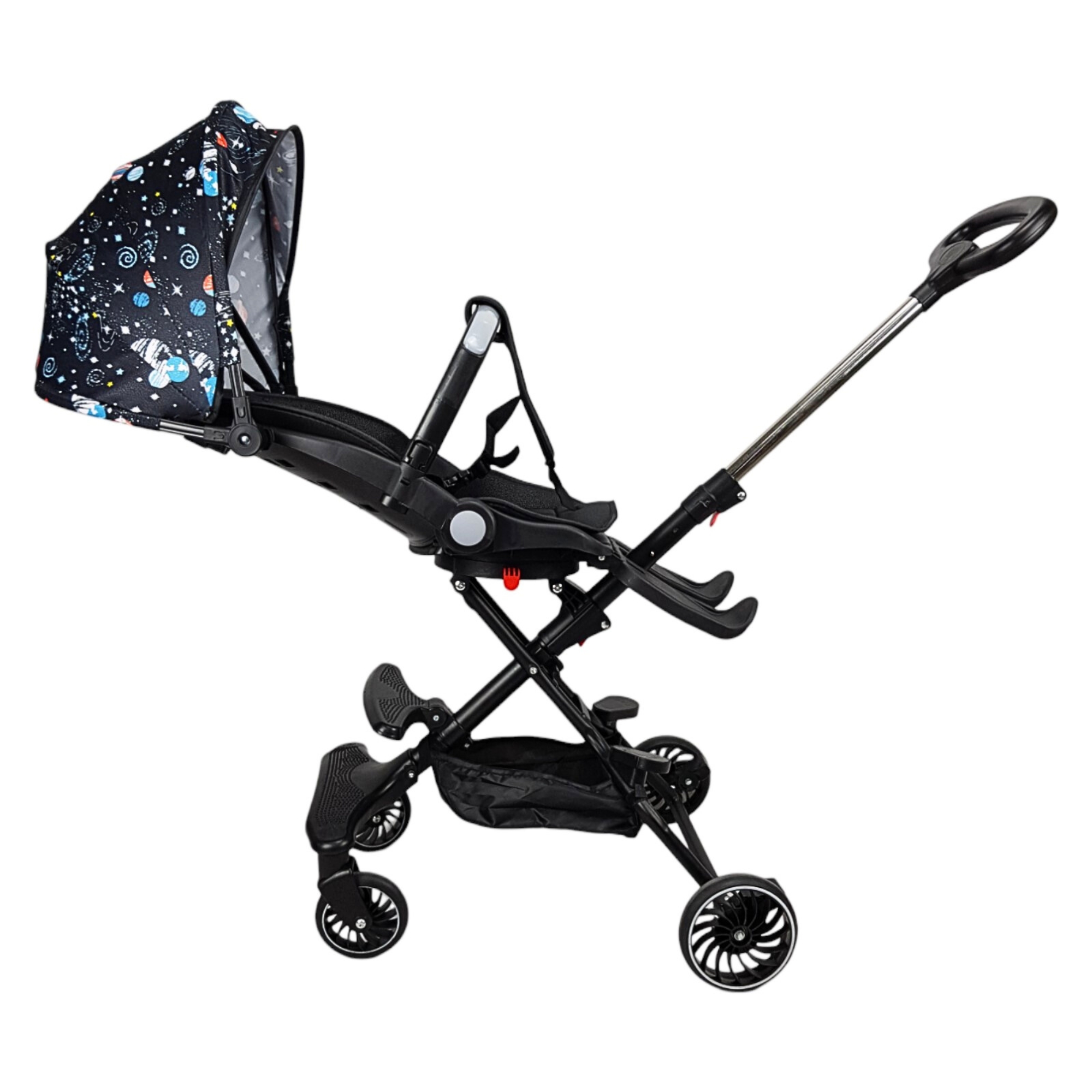 Carriola para Bebé Giratoria,Frenos,Plegable y Reclinable - Negro.