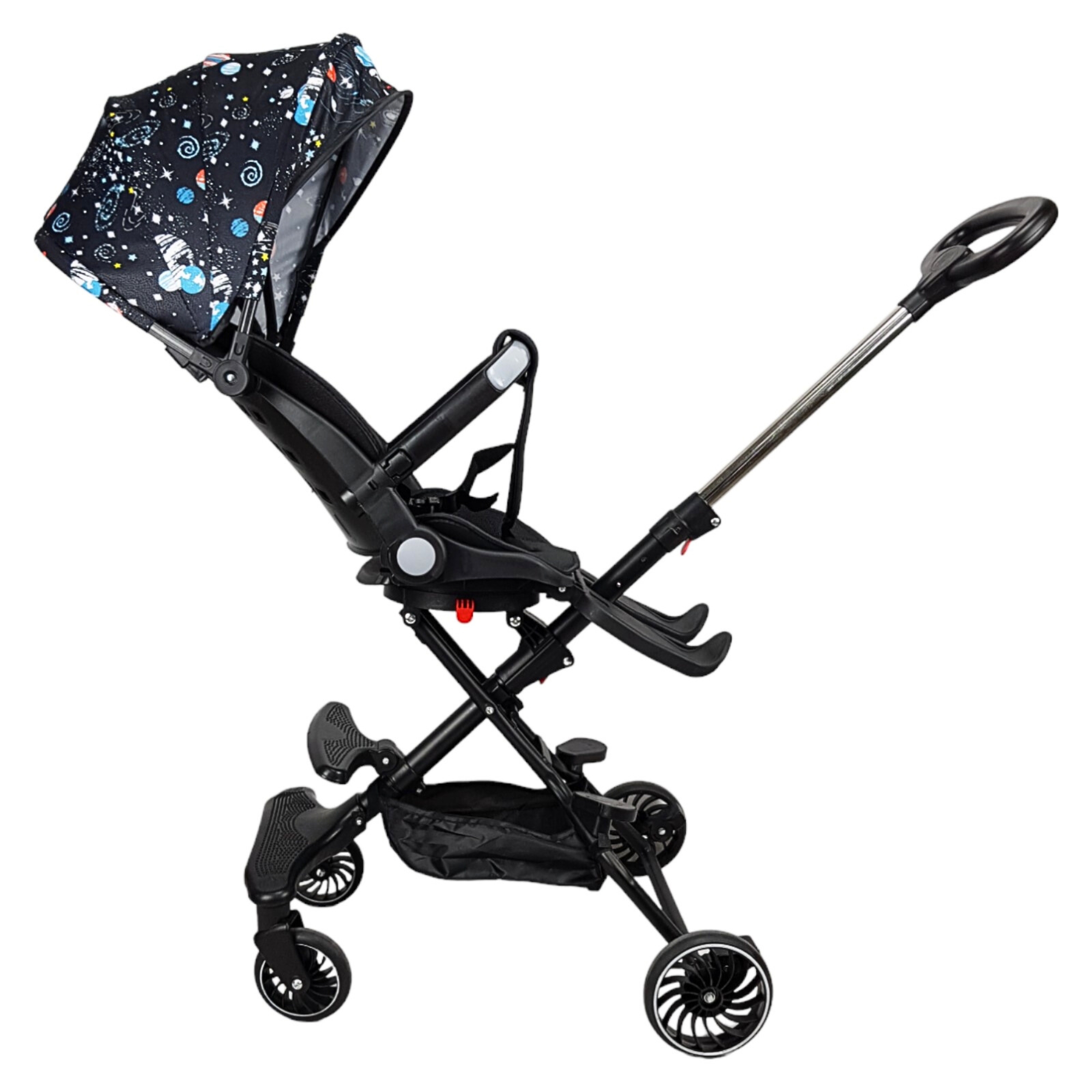 Carriola para Bebé Giratoria,Frenos,Plegable y Reclinable - Negro.