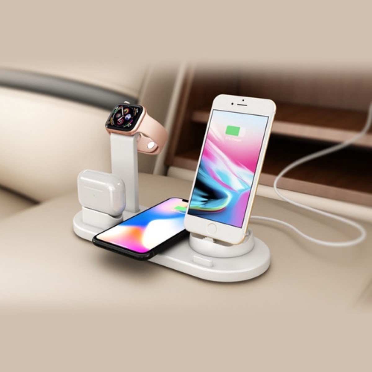 Base De Carga Inalámbrica En Blanco