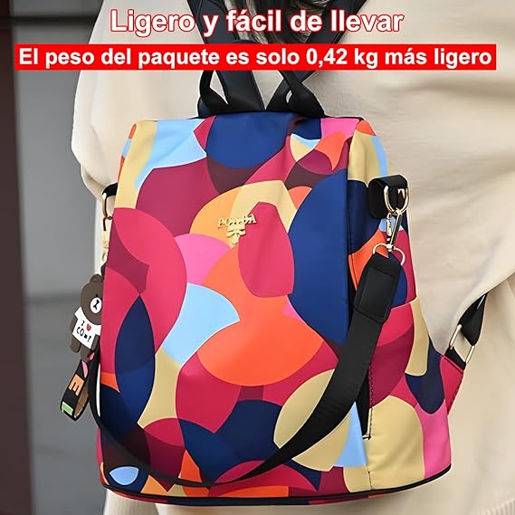 A Mochilas Antirrobo Impermeable para Mujer, Mochila Cuero antirrobo Impermeable para Mujer de Bolsa de Mano Mochilas Casual Bolsa de Viaje Messenger Bag Backpack.