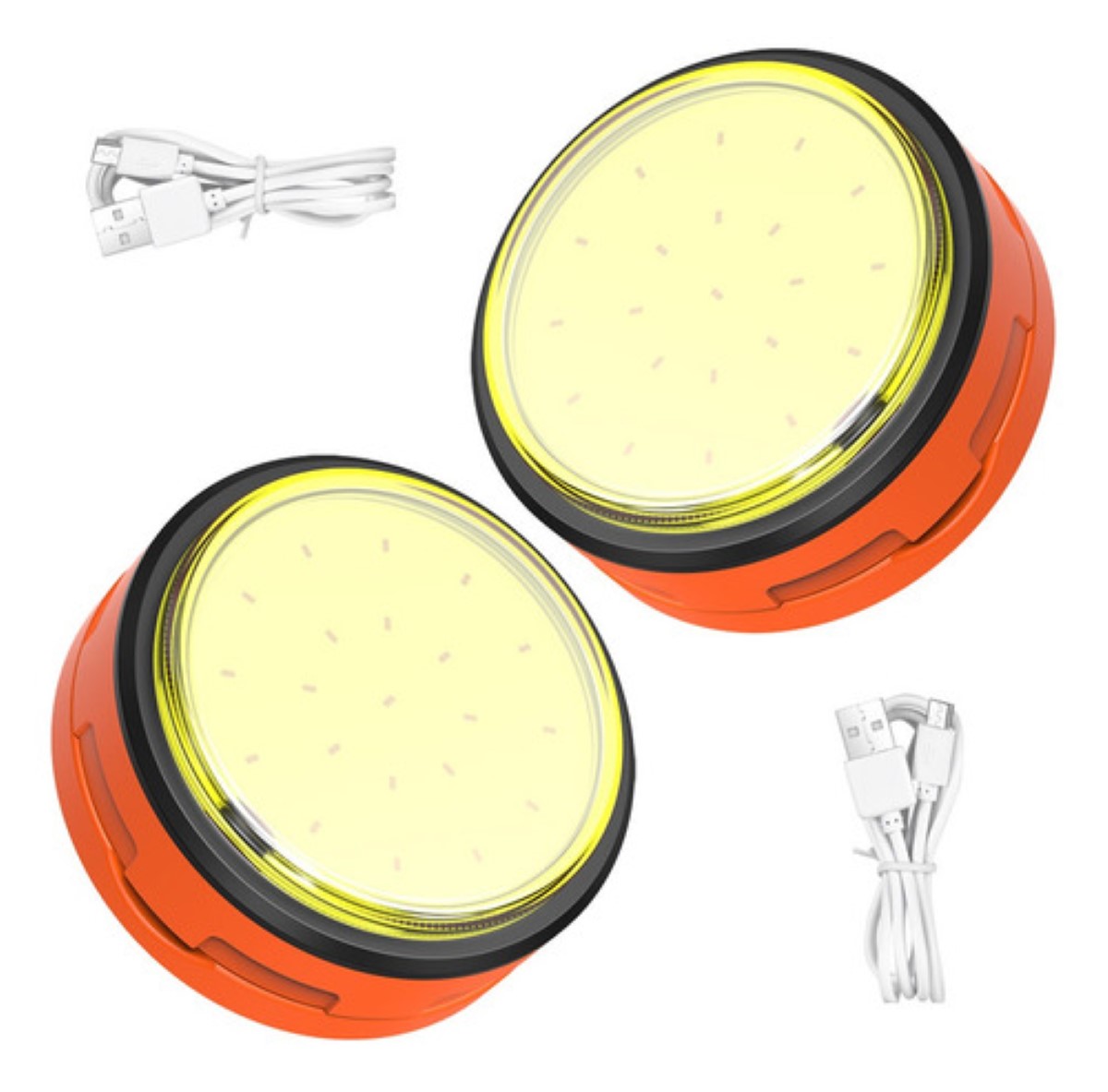 "Lamparas Recargables Led Linterna Tactica Potente Minero 2pz Naranja "
