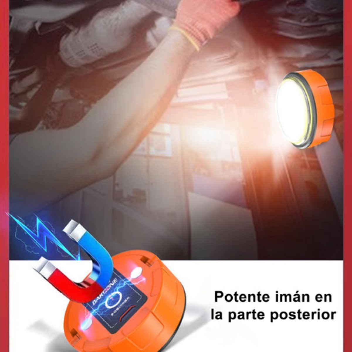 "Lamparas Recargables Led Linterna Tactica Potente Minero 2pz Naranja "