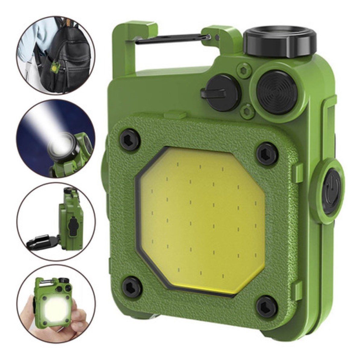 "Lámpara Táctica Camping Linterna Led Usb Recargable Portátil Verde "