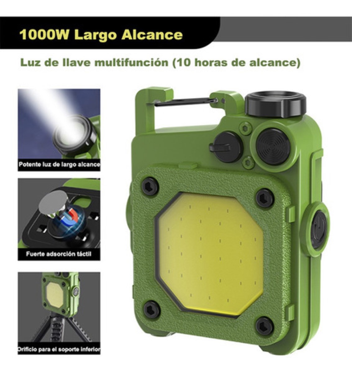 "Lámpara Táctica Camping Linterna Led Usb Recargable Portátil Verde "