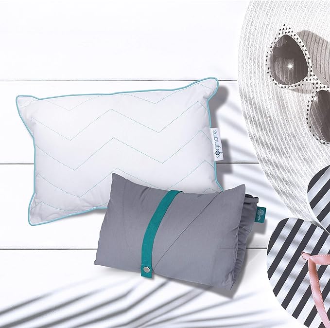 A Sognare Moments Almohada Portátil Tamaño 26cm x 38cm con Funda, Ideal para Viajes y para Bebés, 100% Algodón, Termorregulable, Hipoalergénico y Lavable. Garantía de 100 Noches..