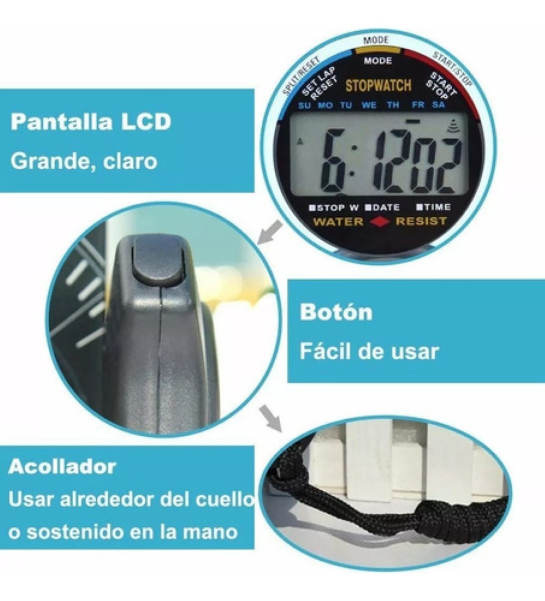 "Cronómetro Digital Y Profesional Para Cronometros Digitales negro "