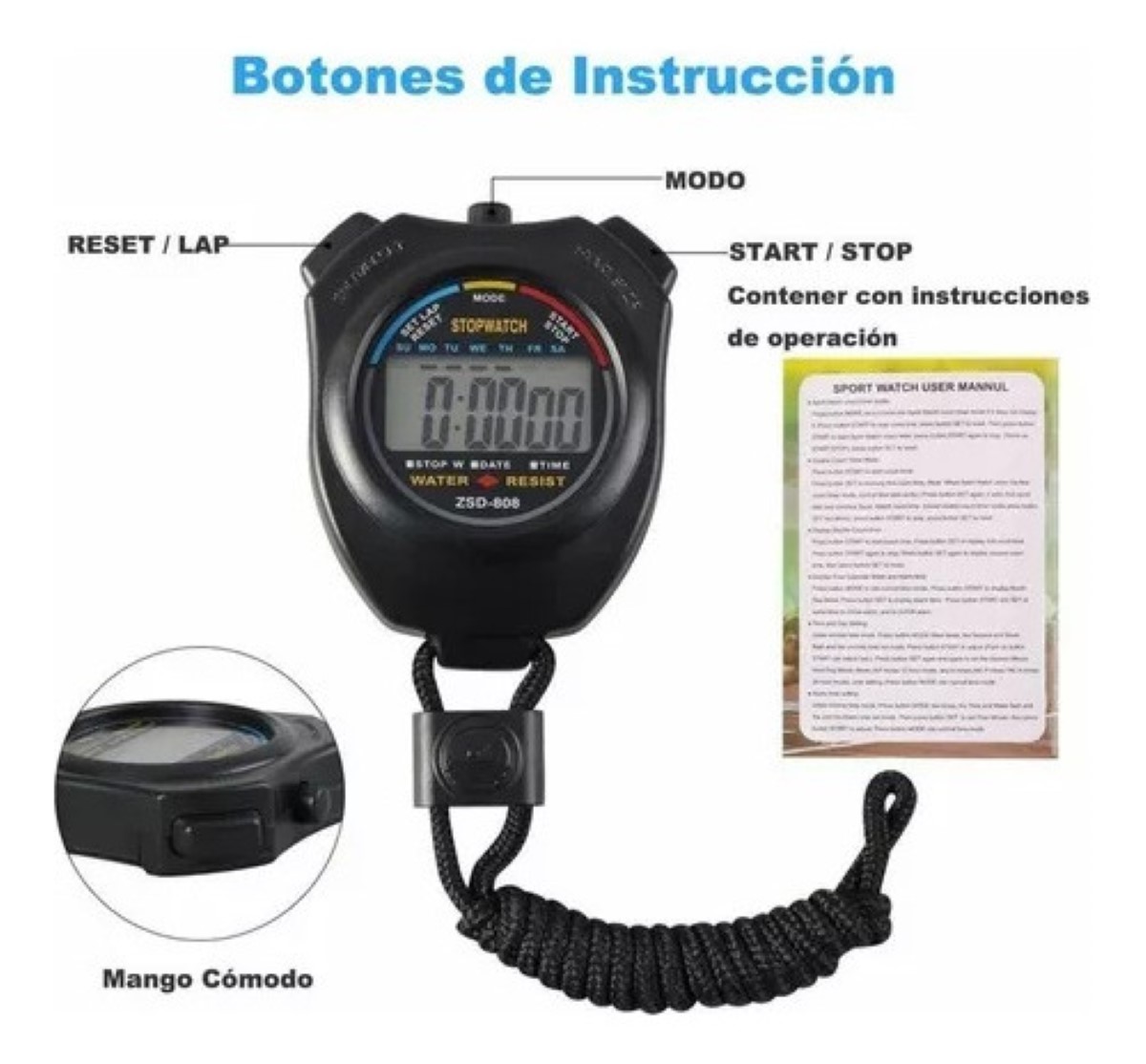 "Cronómetro Digital Y Profesional Para Cronometros Digitales negro "