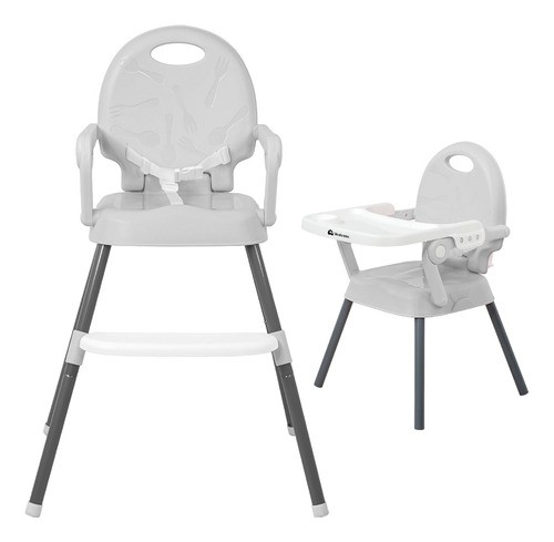 "Silla Periquera Para Bebe Alta Plegable Portatil 3 En 1 Color Gris "