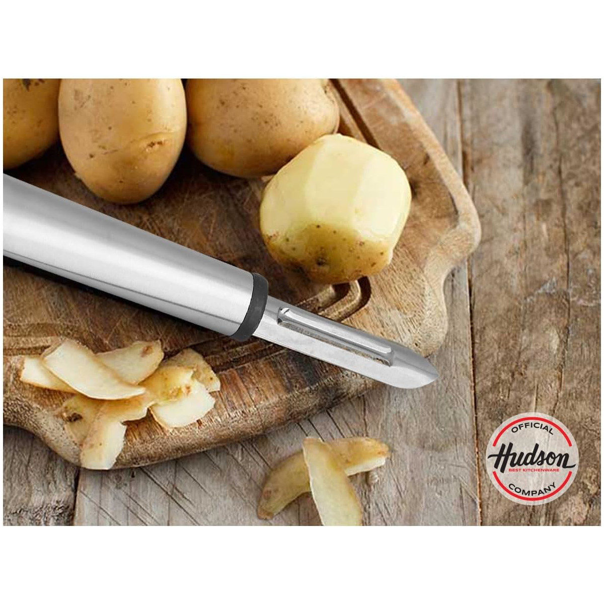 Wok HUDSON Acero Inoxidable 30cm espesor 2mm y pelador manual.