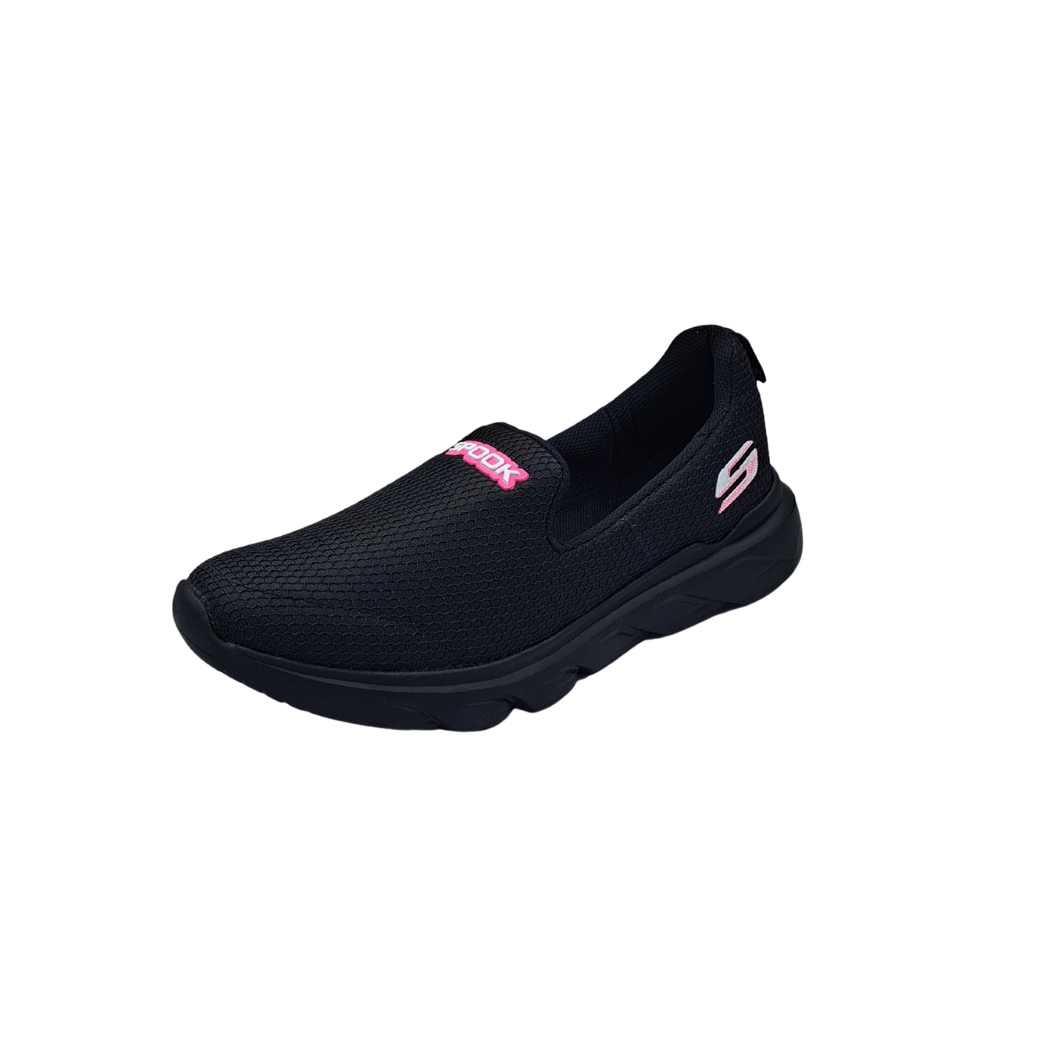 Tenis Cómodos Ligeros Para Dama Spook 1130 Color Negro Fiusha.