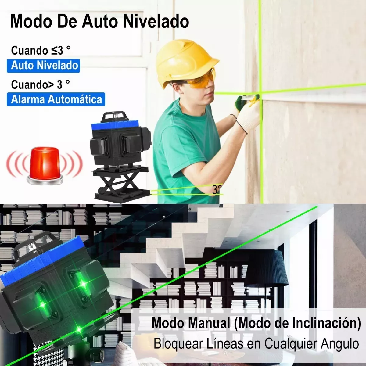 Niveles Láser 3° 4d Autonivelante Con 2 Baterías 16-4D 