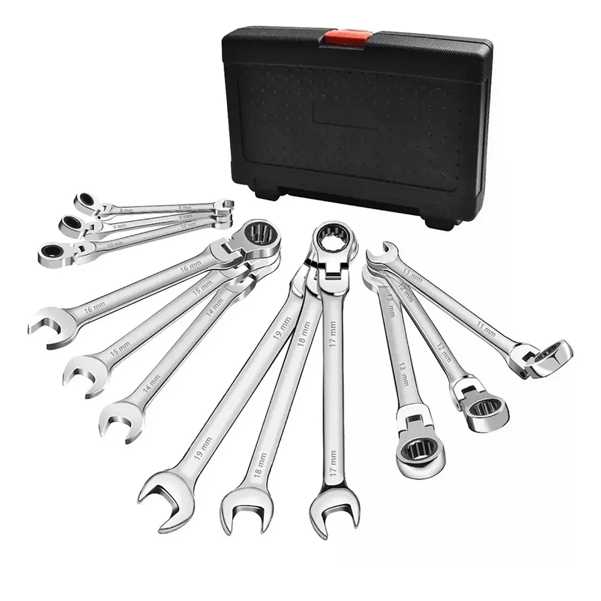 Juego Llave Inglesa Combinada Matraca Ajustable 12pz