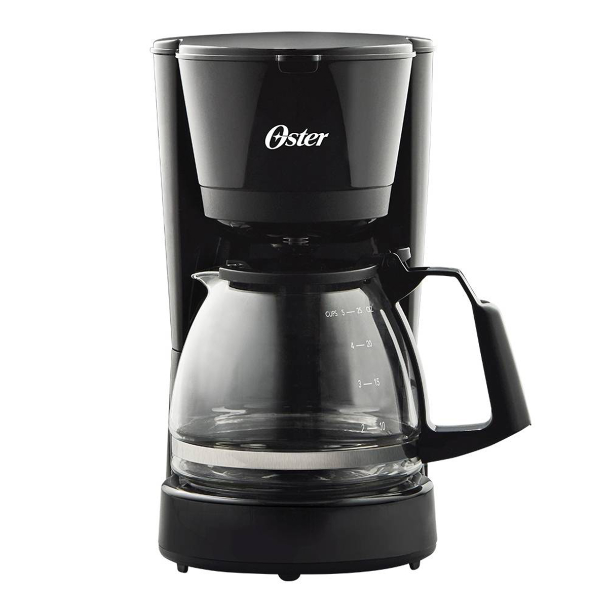 CAFETERA 5 TAZAS ANALOGA JARRA DE VIDRIO NEGRO OSTER.