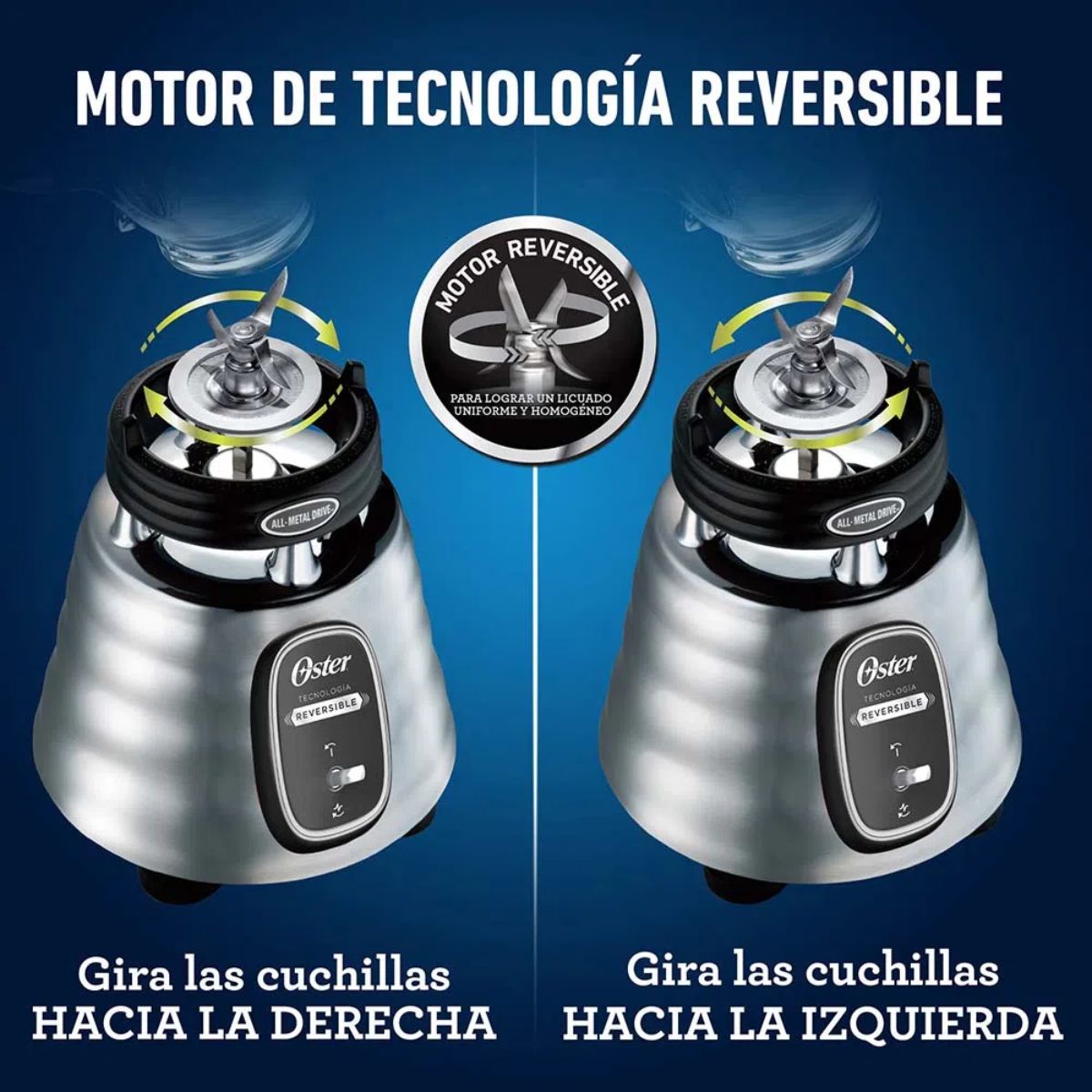 Licuadora oster clásica reversible toggle plata.