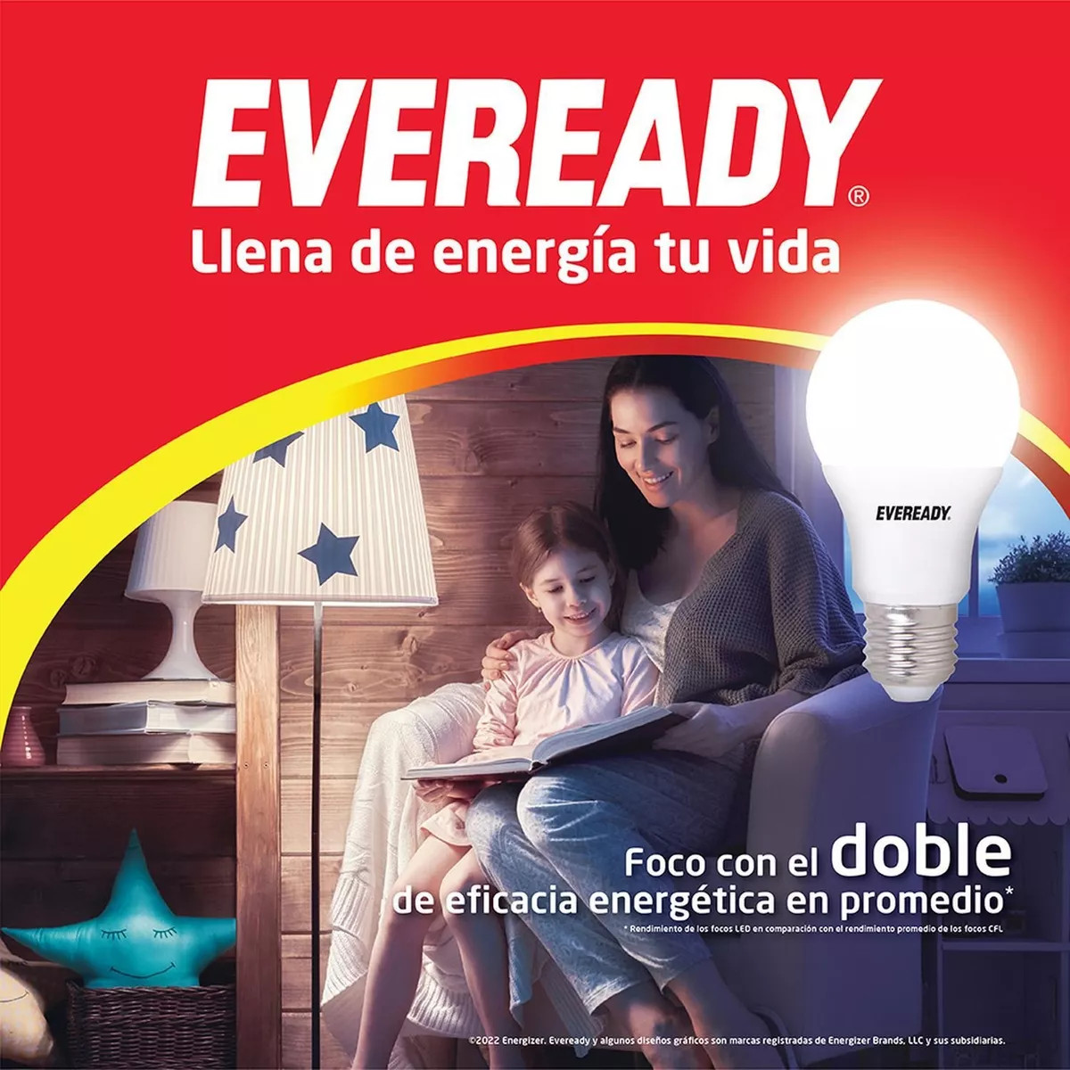 Foco Led Eveready ahorrador 8W 800 Lúmenes luz Blanca.