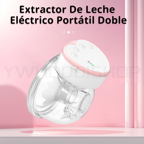 "Extractor De Leche Eléctrico Portátil Manos Libres 2 Piezas Rosa con Blanco ".