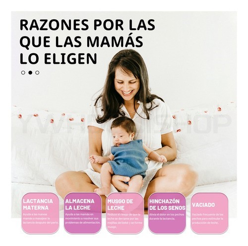 "Extractor De Leche Eléctrico Portátil Manos Libres 2 Piezas Rosa con Blanco ".