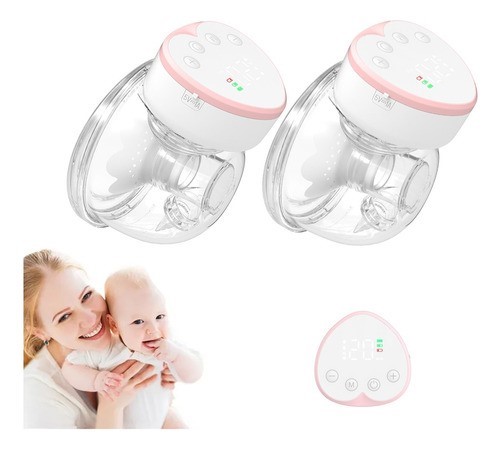 "Extractor De Leche Eléctrico Portátil Manos Libres 2 Piezas Rosa con Blanco ".