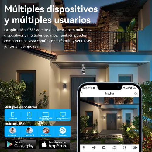 "Cámara De Seguridad Doble Lente 8mp Con Tarjeta Sd 128gb Gris "
