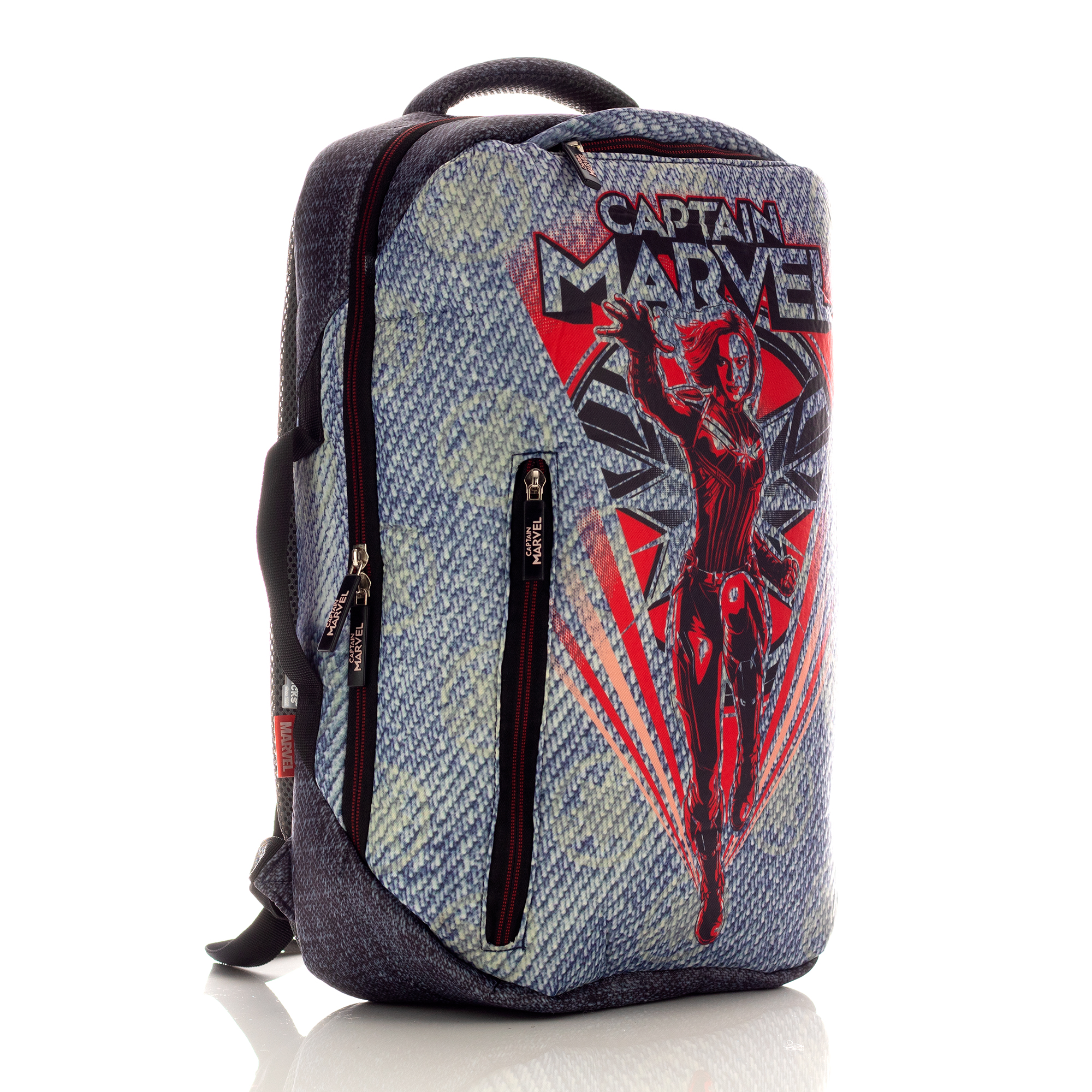 Mochila Marvel Capitana Marvel Original Nueva Backpack Color Azul Diseño de la tela Alta calidad.