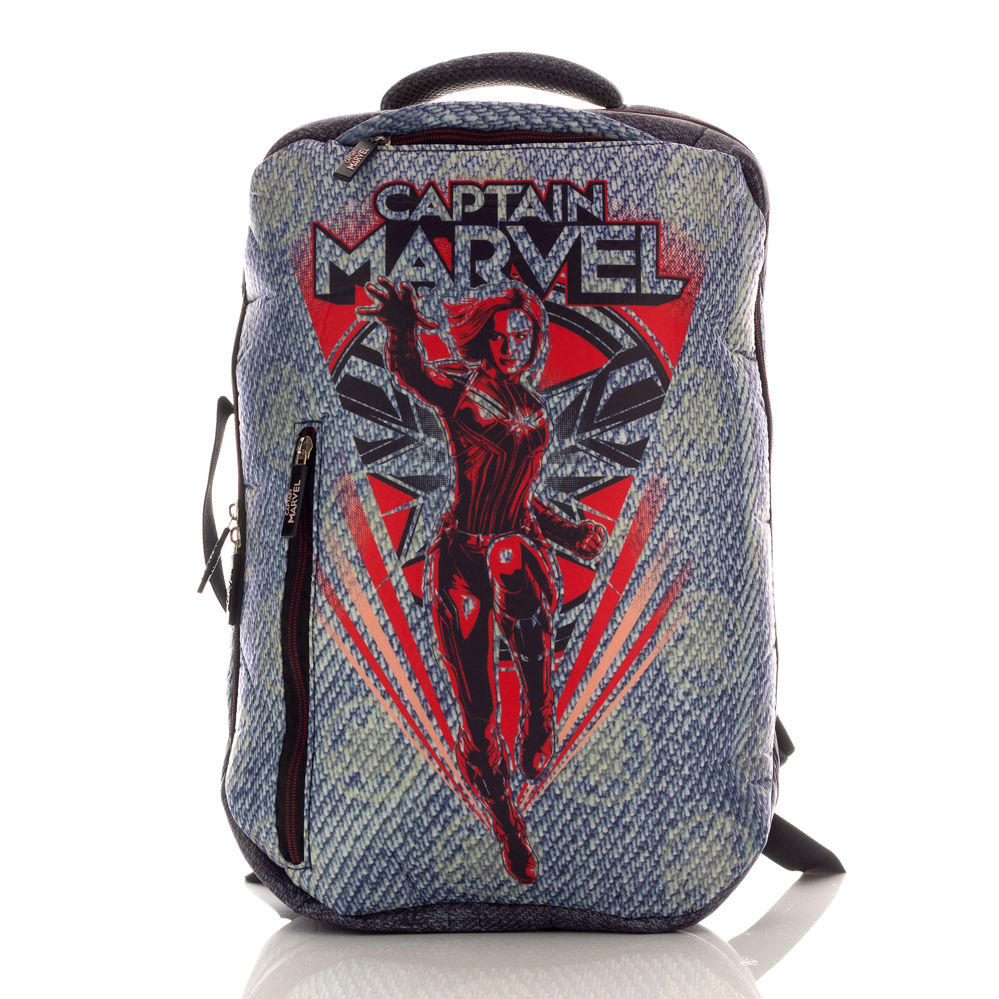 Mochila Marvel Capitana Marvel Original Nueva Backpack Color Azul Diseño de la tela Alta calidad.
