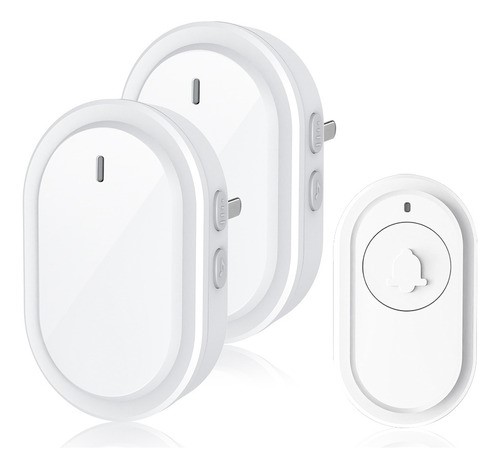 "Timbre Inalámbrico Impermeable Con 1 Transmisor Y 2 Receptor Blanco "