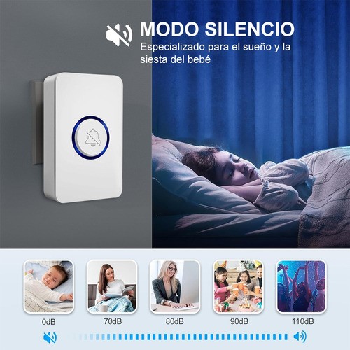 "Timbre Inalámbrico Impermeable Con 1 Transmiso 2 Receptor blancos "