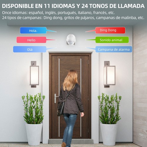"Sensor Movimiento Alarma Presencia Timbre Blanco con Rosa "