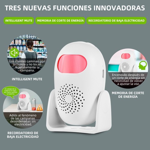 "Sensor Movimiento Alarma Presencia Timbre Blanco con Rosa "