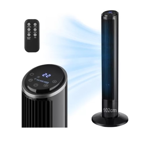 Ventilador De Torre Silencioso Giratorio Con Control Remoto T.