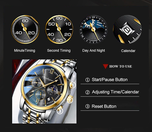 Reloj Para Hombre: Reloj Luminoso Impermeable.