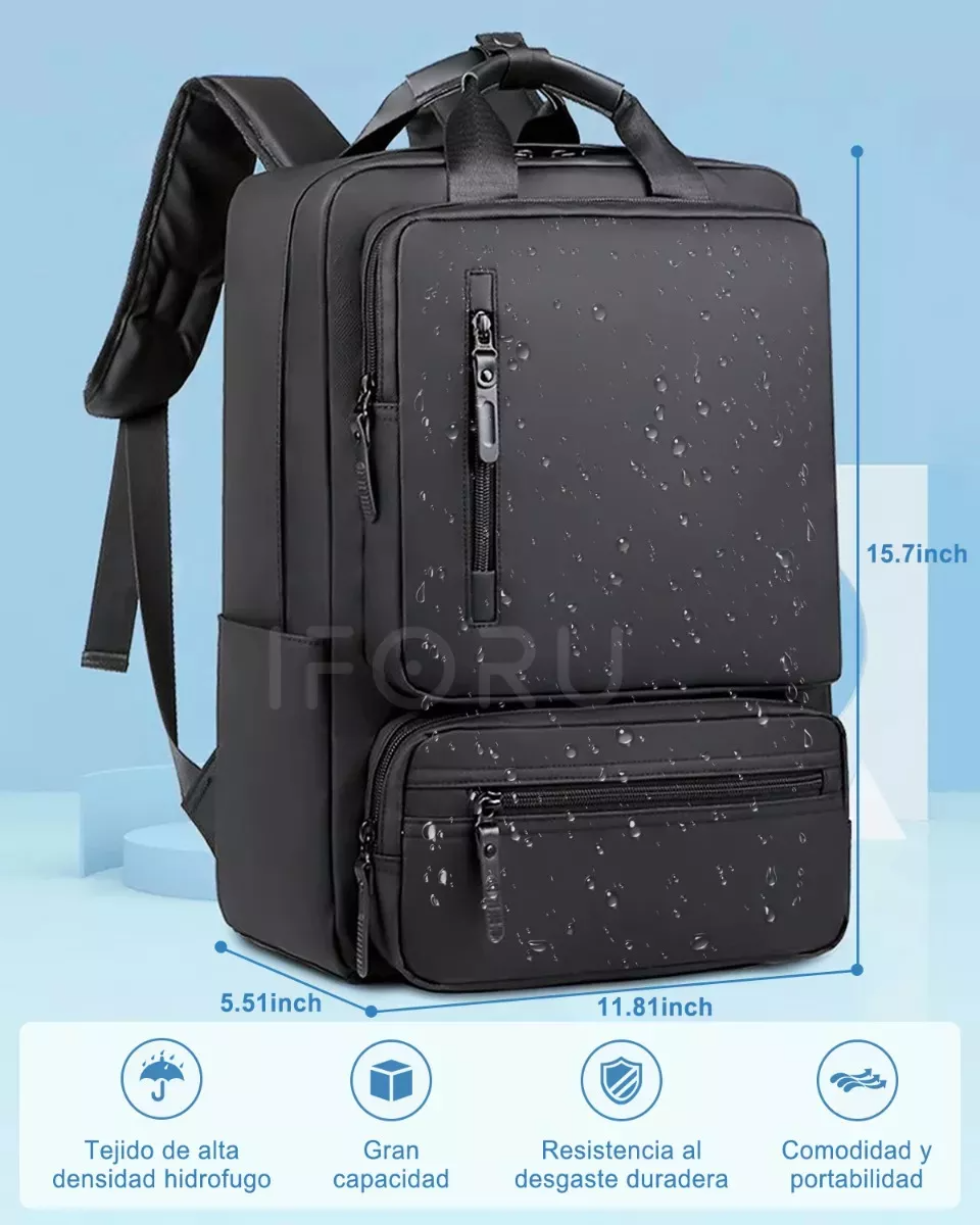 Mochila viaje Iforu Antirrobo Backpack-14N color negro diseño lisa 30L.