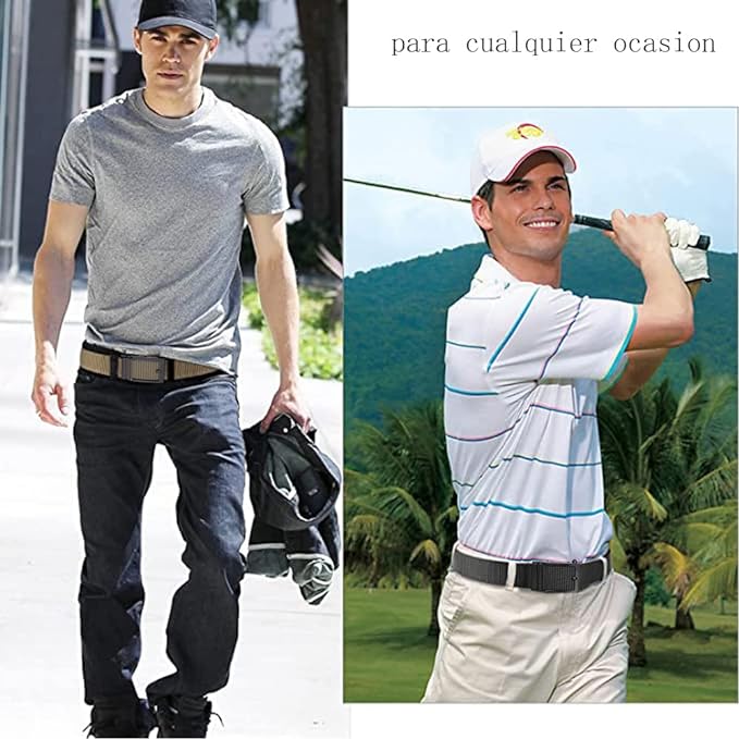 Cinturones para hombre Casual DOXUNGOO Paquete de 2 cinturones de golf, cinturón de trinquete de nailon, ajuste fácil de ajustar.