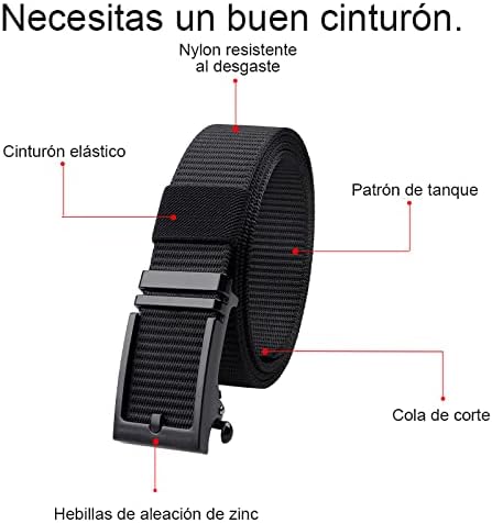 Cinturones para hombre Casual DOXUNGOO Paquete de 2 cinturones de golf, cinturón de trinquete de nailon, ajuste fácil de ajustar.